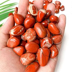 Natural Red Jasper Healing Stones, Oval Stones, Pocket Palm Stones for Reiki Balancing, 15~20mm, 50g/set(PW-WGD7FF2-14)