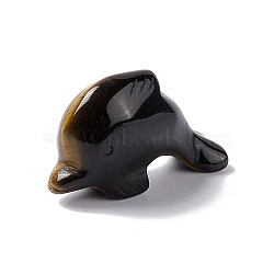Natural Tiger Eye Display Decorations, Home Decorations, Dolphin, 52x18x30mm(DJEW-G031-01A)
