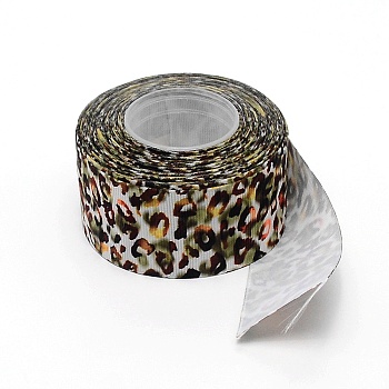 Polyester Ribbon, Leopard Print Theme Pattern, for Gift Wrapping, Floral Bows Crafts Decoration, Colorful, 1-1/2 inch(38mm), about 10yards/roll