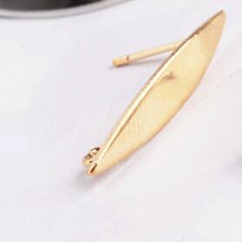 Brass Stud Earrings, with Vertical Loops, Horse Eye, Golden, 21.5x4mm, Hole: 2mm, Pin: 0.7mm