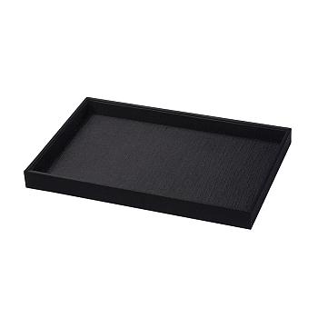 Wood Bracelet Displays, Cover with Cloth, Rectangle, Black, 35x24x3cm