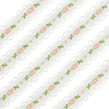 Embroidery Polyester Lace Trim, Flower Pattern, for DIY Clothing Accessories, Antique White, 1/2 inch(12mm),  about 22yards(20.116m)/bundle
