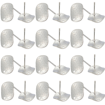 40Pcs Brass Stud Earrings Findings, Platinum, 12x12mm, Hole: 1.2mm, 40pcs/set