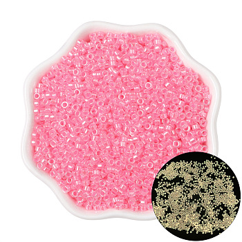 Luminous Glow in the Dark Glass Seed Beads, Round, Hot Pink, 2.5mm, Hole: 1mm, about 700pcs/bag