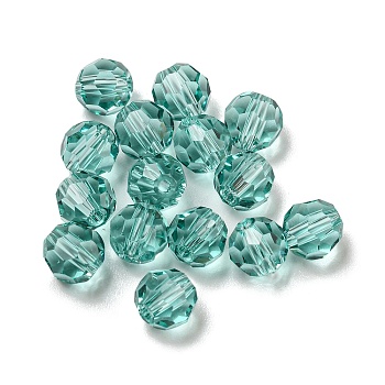 Glass Imitation Austrian Crystal Beads, Faceted, Round, Dark Turquoise, 6mm, Hole: 1mm