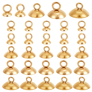 75Pcs 5 Styles 304 Stainless Steel Bead Cap Pendant Bails, with Cup Peg Bails, Golden, 4~8x4~8mm, Hole: 2~2.5mm, 3.7mm inner diameter, 15Pcs/style