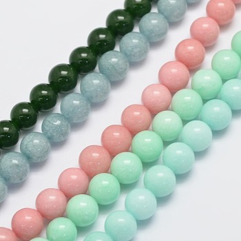 Natural & Dyed Malaysia Jade Bead Strands, Round, Mixed Color, 4mm, Hole: 0.8mm, about 92pcs/strand, 15 inch