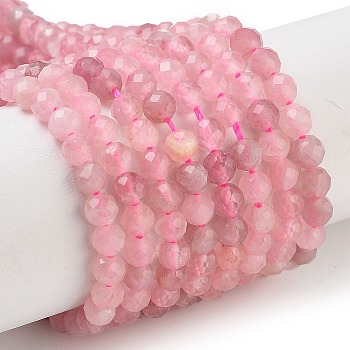 Natural Madagascar Rose Quartz Beads Strands, Faceted, Grade AA, Round, 4~4.5mm, Hole: 0.7mm, about 92~95pcs/strand, 15.24~15.51''(38.7~39.4cm)