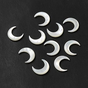 Natural White Shell Connector Charms, Moon Links, Seashell Color, 15x13x2.5mm, Hole: 0.8mm