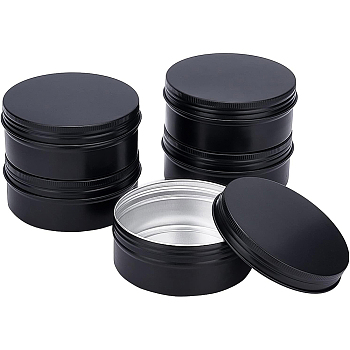 Round Aluminium Tin Cans, Aluminium Jar, Storage Containers for Cosmetic, Candles, Candies, with Screw Top Lid, Gunmetal, 10.3x4.2cm, Inner Diameter: 96mm, Capacity: 250ml