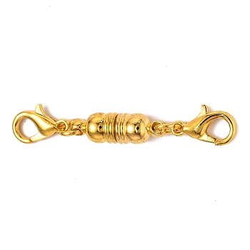 Brass Magnetic Clasps Converter, with Lobster Claw Clasps, Column, Golden, 45x5.5mm