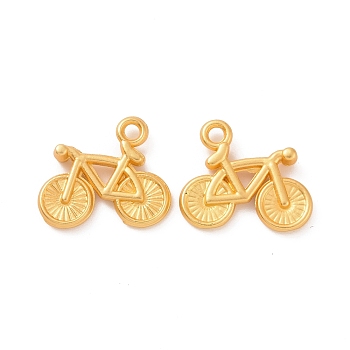 Rack Plating Alloy Pendants, Bicycle Charms, Matte Gold Color, 13.5x16x3mm, Hole: 1.5mm