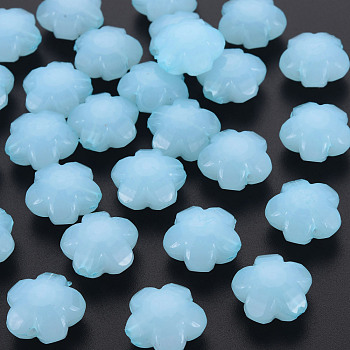 Imitation Jelly Acrylic Beads, Flower, Faceted, Light Sky Blue, 17x17.5x10mm, Hole: 2mm, about 340pcs/500g