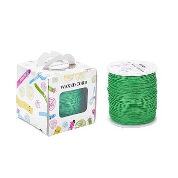 Waxed Cotton Cords, Green, 1mm, about 100yards/roll(91.44m/roll), 300 feet/roll