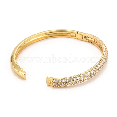 Brass Micro Pave Cubic Zirconia Bangles(BJEW-F416-02G)-3