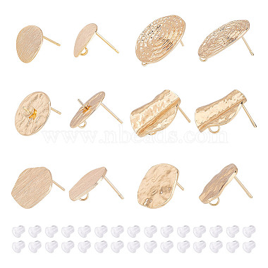 Real 18K Gold Plated Mixed Shapes Brass Stud Earring Findings