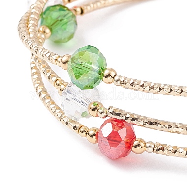 Bracelet multi-rangs en perles de verre et tube de laiton bling(BJEW-TA00108)-4