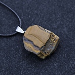 Natural Tiger Eye Raw Rough Nuggets Pendant Necklace, Black Leather Cord Necklaces for Women, 17.72 inch(45cm)(FS-WG50F2C-01)