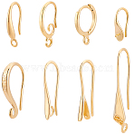 40Pcs 8 Style Rack Plating Eco-friendly Brass Hoop Earring Findings, with Loop and Pinch Bails, 8Pcs Hoop Earring Findings, Lead Free & Cadmium Free, Golden, 13~29x11.5x1.5~4.5mm, Hole: 1~1.5mm, Pin: 0.5~1mm, 6Pcs/style(KK-FH0004-08)