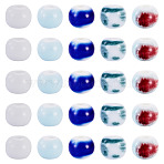 50Pcs 5 Colors Handmade Porcelain Beads, Round, Bright Glazed Porcelain, Mixed Color, 6~7x5~6mm, Hole: 2mm, 10pcs/color (PORC-TADJ0001-06A)