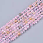 Natural Morganite Beads Strands, Faceted Round, 3~3.5mm, Hole: 0.5mm, about 110~130pcs/strand, 15.3 inch(G-T064-12)