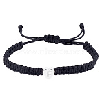 1Pc Adjustable Nylon Cord Braided Bracelets for Women Men, with Silver 304 Stainless Steel Heart with Letter Jewelry, Lead Free & Nickel Free & Cadmium Free, Letter F, Inner Diameter: 17-3/4~18 inch(45~45.8cm)(BJEW-LP0001-34F-P)