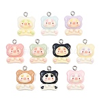 Opaque Resin Pendants, with 201 Stainless Steel Loops, Pig Charms, Mixed Color, 21.5x16.5x9mm, Hole: 1.5mm(RE-CBA5D24-04)