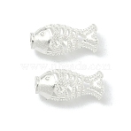 925 Sterling Silver Hollow Beads, Fish, with 925 Stamp, Silver, 11.5x5.5x4.5mm, Hole: 1.8mm(STER-A050-08S)