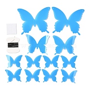 3D Plastic Luminous Wall Stickers, with Adhesive Tape, for Home Living Room Bedroom Wall Decorations, Butterfly, Deep Sky Blue, 44~90x55~110x0.2mm, 12pcs/set(DIY-F077-05B)