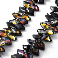 Electroplate Rhombus Glass Beads Strands, Faceted, Black, 13x8x4mm, Hole: 1.2mm, about 99~100pcs/strand, 15.35''(39cm)(EGLA-A036-12A-HP01)