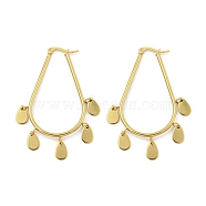 304 Stainless Steel Earrings for Women, Teardrop, Golden, 62x52x3.5mm(EJEW-E305-12G)