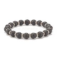 Natural Lava Rock Stretch Bracelet with Crystal Rhinestone Beads, Essential Oil Gemstone Jewelry for Women, Beads: 8.5mm, Inner Diameter: 2-1/4 inch(5.6cm)(BJEW-JB08191-02)