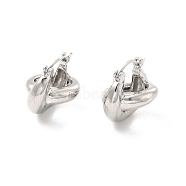 Brass Interlocking Rings Kont Hoop Earrings for Women, Platinum, 20.5x21.5x18.5mm, Pin: 0.6~1x0.5mm(EJEW-E273-02P)