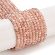 Natural Peach Moonstone Beads Strands, Faceted, Rondelle, 3x1.5~2mm, Hole: 0.5mm, about 200pcs/strand, 15.28''(38.8cm)(G-H003-E10-01)