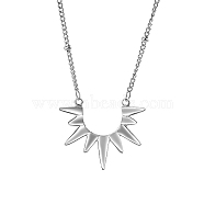Stainless Steel Pendant Necklaces, Sun, Stainless Steel Color, 15.75 inch(40cm)(AS5094-2)