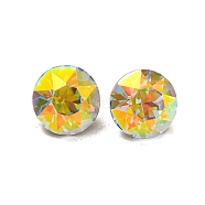 Glass Rhinestone Cabochons, Point Back & Back Plated, Faceted, Diamond, Crystal AB, 6.2x5mm(RGLA-M017-O01-001ST)