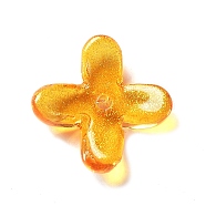 Transparent Glass Beads Caps, Osmanthus Fragrans, Orange, 9.5x9.5x3mm, Hole: 1.2mm(GLAA-A011-12C)