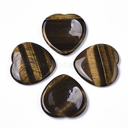 Natural Tiger Eye Thumb Worry Stone, Pocket Palm Stones, for Healing Reiki Stress Relief, Heart Shape, 39~40x39~40x5~6mm(G-N0325-01E)