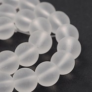 Frosted Glass Round Bead Strands, Clear, 8mm, Hole: 1mm, about 43pcs/strand, 12.5 inch(GLAA-J064-8mm-01)