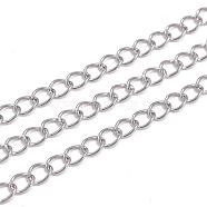 3.28 Feet 304 Stainless Steel Twisted Chains, Soldered, Stainless Steel Color, 5x3.5x0.6mm(X-CHS-A003K-0.6mm)