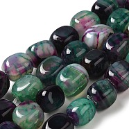 Natural Agate Beads Strands, Dyed & Heated, Cube, Medium Sea Green, 11~12x8~9.5x8~9.5mm, Hole: 1.2mm, about 16pcs/strand, 7.48~7.72''(19~19.6cm)(G-H295-A01-13)
