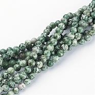 Gemstone Beads Strands, Green Spot Jasper, Round, about 6mm in diameter, hole: about 0.8mm, 15~16 inch(GSR6mmC006)