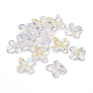 Glass Beads, for Jewelry Making, Flower, Clear AB, 9.5x9.5x3.5mm, Hole: 1mm(GLAA-G079-01G)