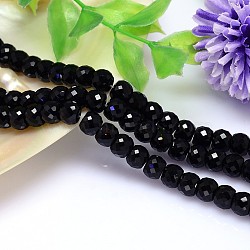 Faceted Flat Round Imitation Austrian Crystal Bead Strands, Grade AAA, Black, 10x8mm, Hole: 0.9~1mm; about 50pcs/strand, 15.7 inches(G-M186-10x8mm-23A)