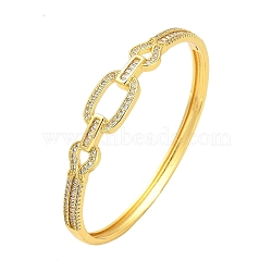 Brass Micro Pave Clear Cubic Zirconia Hollow Rectangle Hinged Bangles for Woman, Real 18K Gold Plated, 1/4~1/2 inch(0.5~1.2cm), Inner Diameter: 2x2-3/8 inch(5.1x5.9cm)(BJEW-M312-03D-G)