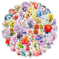 Paper Sticker, for DIY Scrapbooking, Craft, Flower, Mixed Color, 47~54x28~52.5x0.1mm, 50pcs/bag(STIC-E005-04B)