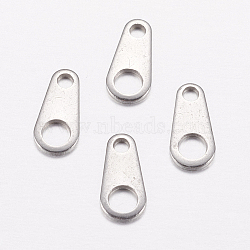 201 Stainless Steel Chain Tabs, Chain Extender Connectors, Oval, Stainless Steel Color, 8x4x0.5mm, Hole: 1mm and 2.5mm(STAS-F149-16P-C)