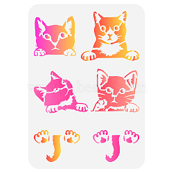 Plastic Drawing Painting Stencils Templates, for Painting on Scrapbook Fabric Tiles Floor Furniture Wood, Rectangle, Cat Pattern, 29.7x21cm(DIY-WH0396-245)