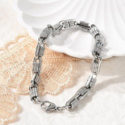 304 Stainless Steel Oval Link Chain Bracelets for Women Men, Stainless Steel Color, 8-1/2 inch(21.5cm), Link: 14x6.5x5.8mm(BJEW-F488-63A-P)