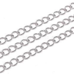 3.28 Feet 304 Stainless Steel Twisted Chains, Soldered, Stainless Steel Color, 5x3.5x0.6mm(X-CHS-A003K-0.6mm)